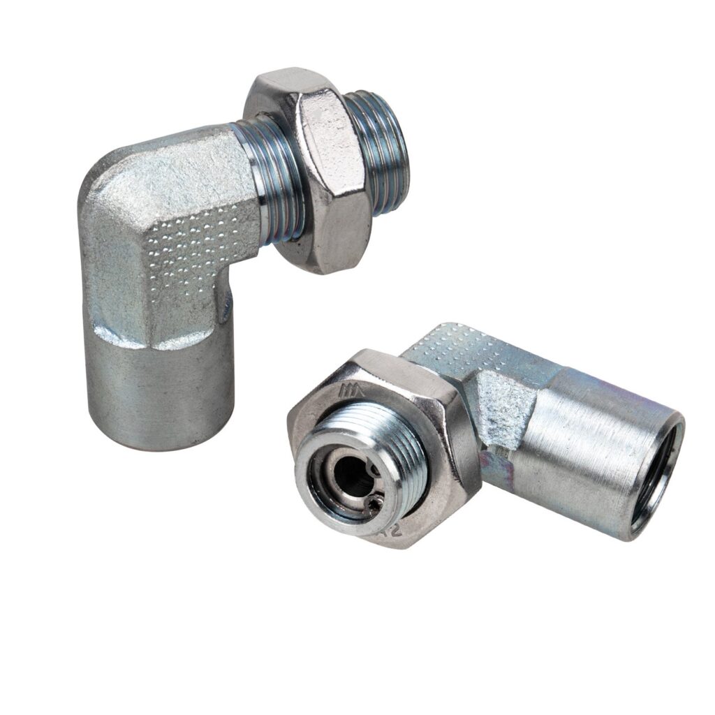 L-style M18x1.5 O2 Sensor Bung Angled Adapter 90 Degree W/ Adjustable Gas Flow Inserts & Nut - 10/50 Pack