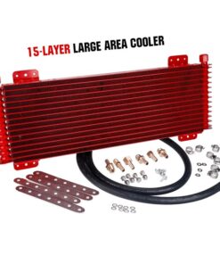 Transmission Oil Cooler 40,000 GVW Low Pressure Drop LPD47391 with Mounting Hardware 47391 (Red)