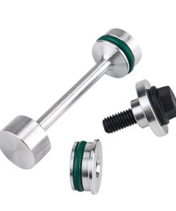 Billet Aluminum Oil Diverter Barbell, Oil Tube Hold Down, Front Gallery Plug Compatible with GM LS Engines