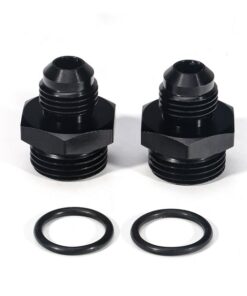 6AN Flare to 8AN ORB Male Adapter Fitting Aluminum Alloy Black 2Pcs