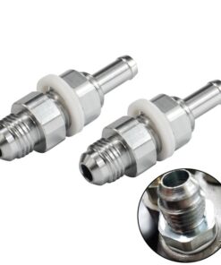 3mirrors -6AN Male Straight to 5/16" .3125 Hose Barb Double Fuel Pump Tank Fitting Bulkhead Adapter (2-Pack)