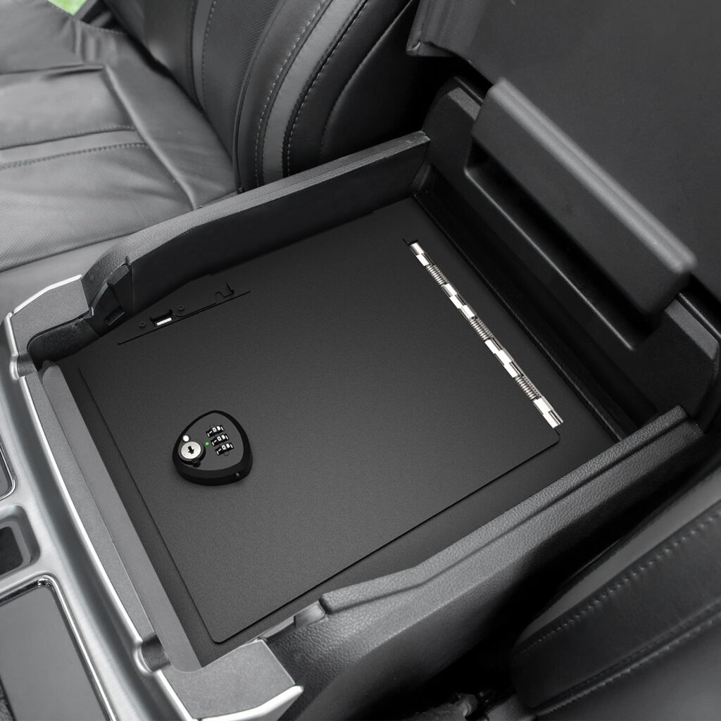 Center Console Safe Gun Safe with Springs Hinge Compatible with 2015-2020 Ford F-150, 2018-2020 Ford Expedition Raptor VFL3Z-2806202-A