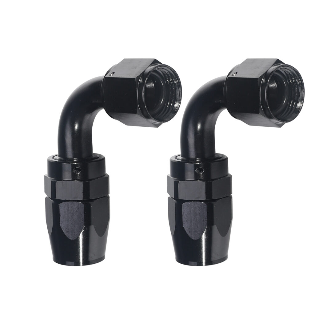 10AN 90-Degree Swivel Hose End Fitting for Braided Fuel Line Aluminum Black, 2Pcs