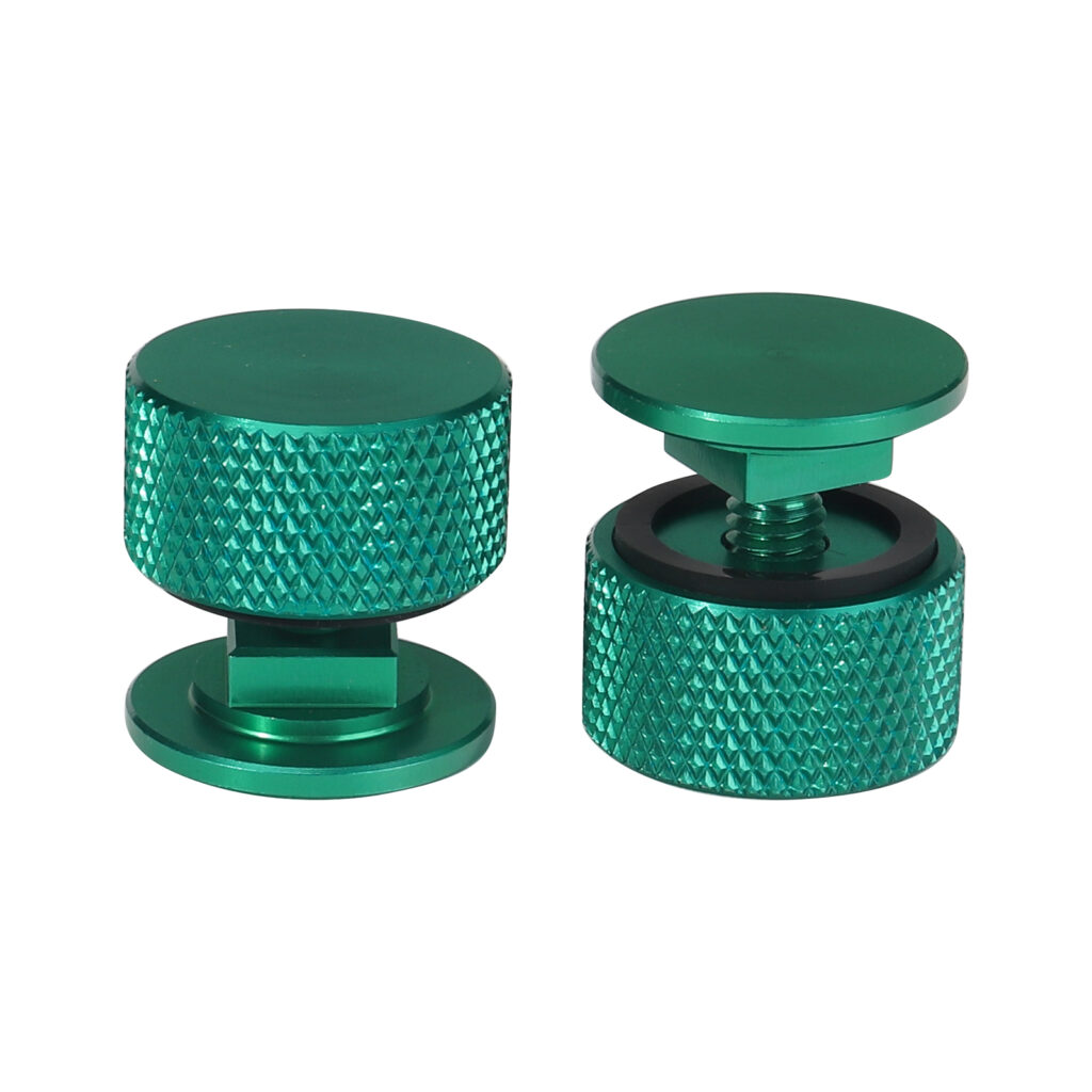 3mirrors Welding Hood (Pipeliner) Helmet Fasteners Headgear Replacement Parts Accessories Screws Flip Hood Aluminum -Anodized w/Silicone Washer Non-slip 1 Pair - Green