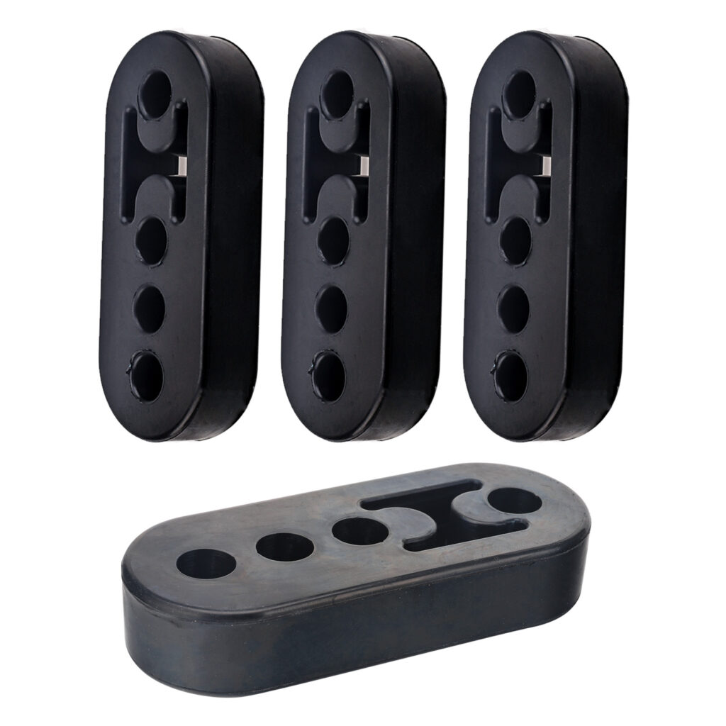 EPDM Exhaust Hangers 4 Holes 11cm 0.47" Insulator Bracket Bushing Mount Adjustable Muffler Shock Absorber Universal for Cars Truck Jeep SUV Upgrade 4Pcs