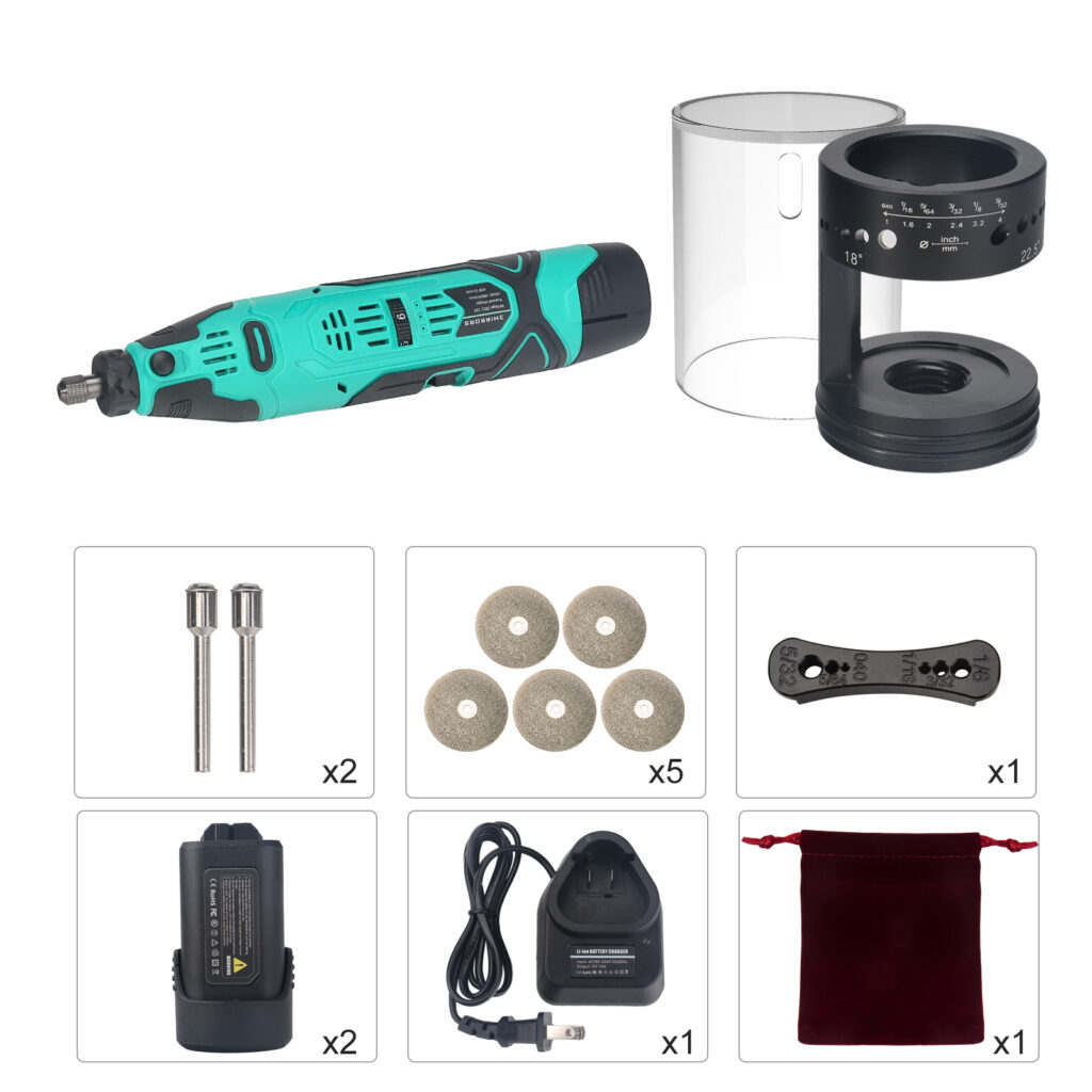 Wireless Tungsten Electrode Sharpener Grinder, Healthy TIG Welding Rotary Tool with 24 Guides Grinder Head Lithium Battery Charger Dust Housing 5X 35mm Double Diamond Wheels