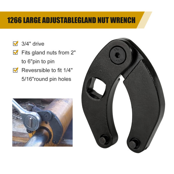 3mirrors 1266 & 7463 Small Adjustable Gland Nut Hand Wrench Tool Universal Spanner Fit for Hydraulic Cylinders Most Farm and Construction Equipment - Image 8