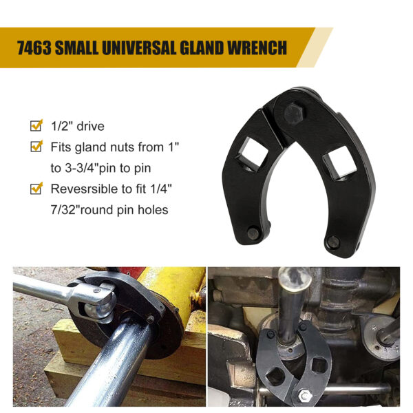 3mirrors 1266 & 7463 Small Adjustable Gland Nut Hand Wrench Tool Universal Spanner Fit for Hydraulic Cylinders Most Farm and Construction Equipment - Image 9