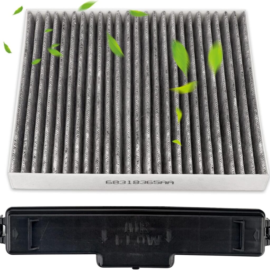 Carbon Cabin Air Filter & AC Filter Access Door Cover Compatible with 2016-2020 Dodge Ram 1500 2500 3500, 2007-2012 Mazda CX-7, 68318365AA Upgrade